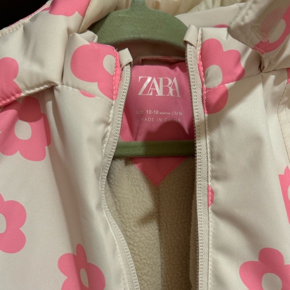 NWT Zara Neon Floral Flower Snowsuit Size 12-18M - Picture 3 of 4